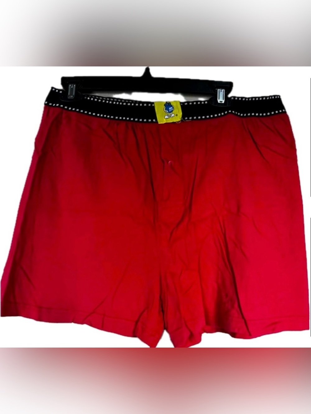 Vibrant red M&M’s women’s shorts with elastic waistband. Women’s Size Large
